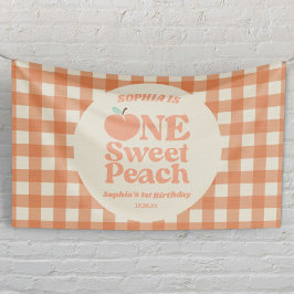 One Sweet Peach Orange First 1st Birthday Party Banner