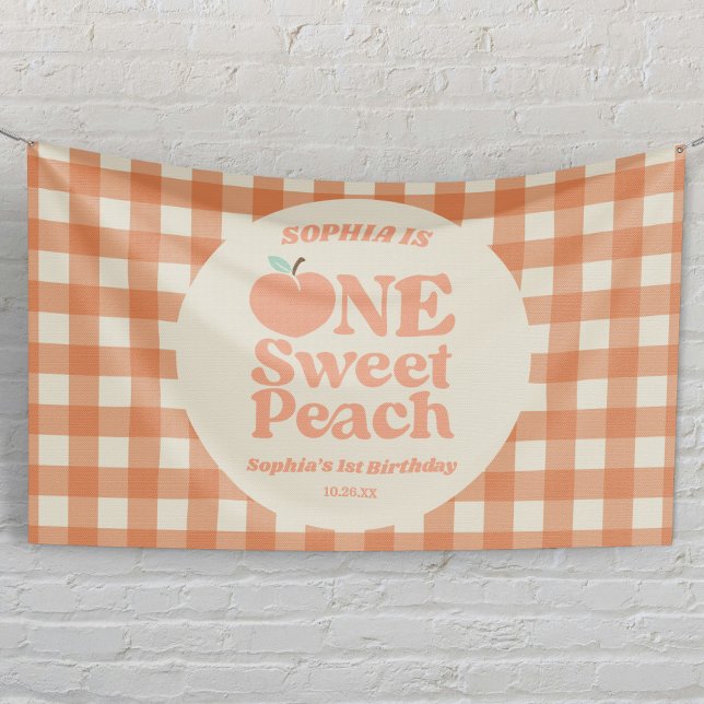 One Sweet Peach Orange First 1st Birthday Party Banner (Von Creator hochgeladen)