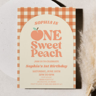One Sweet Peach Orange First 1st Birthday Party Einladung