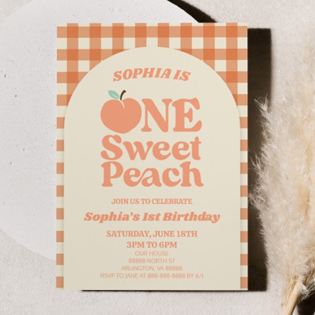 One Sweet Peach Orange First 1st Birthday Party Einladung (Von Creator hochgeladen)