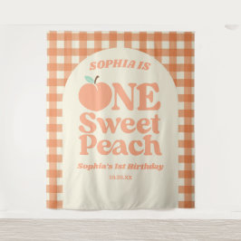 One Sweet Peach Orange First 1st Birthday Party Wandteppich