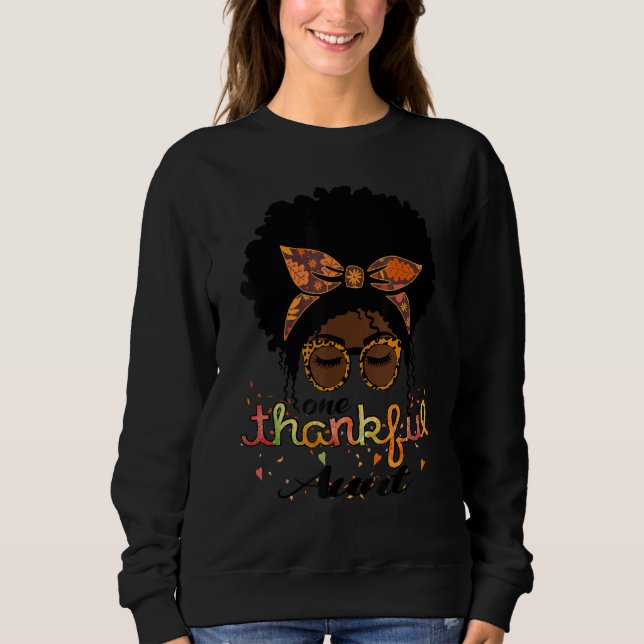 One Thankful Aunt Afro American Women Fall Thanksg Sweatshirt (Vorderseite)
