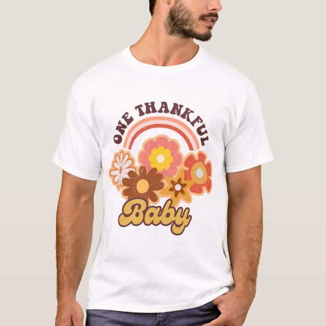 One Thankful Baby Pumpkin Halloween Groovy Fall T-Shirt (Vorderseite)