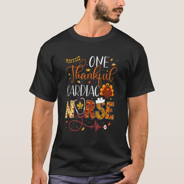 One Thankful Cardiac Nurse Thanksgiving Day Nurse  T-Shirt (Vorderseite)