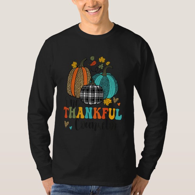 One Thankful Counselor School Pumpkins Thanksgivin T-Shirt (Vorderseite)