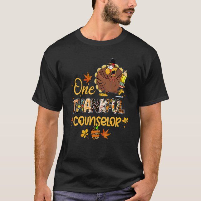 One Thankful Counselor Turkey Pilgrim Hat Thanksgi T-Shirt (Vorderseite)