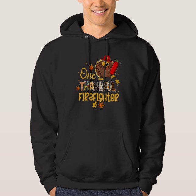 One Thankful Firefighter Turkey Pilgrim Hat Thanks Hoodie (Vorderseite)