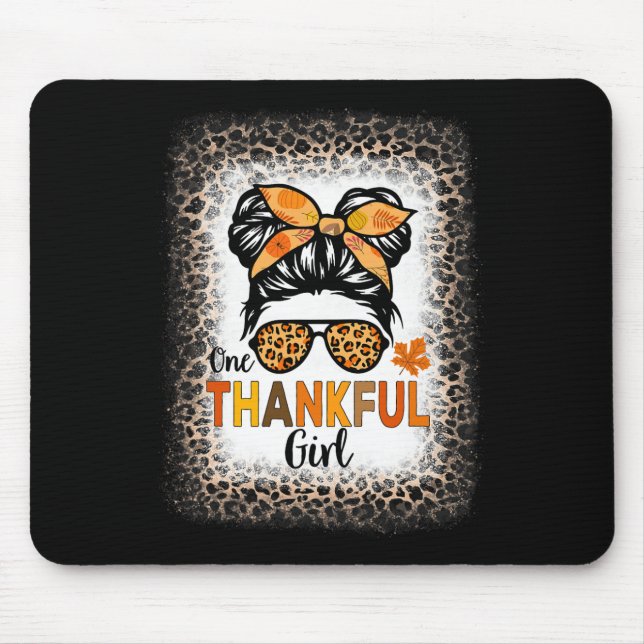 One Thankful Girl Erntedank Messy Bun Leopard B Mousepad (Vorne)