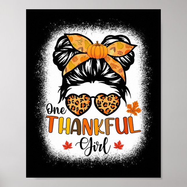 One Thankful Girl Erntedank Messy Bun Leopard F Poster (Vorne)