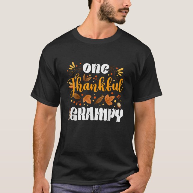 One Thankful Grampy Happy Thaksgiving Turkey Fall  T-Shirt (Vorderseite)