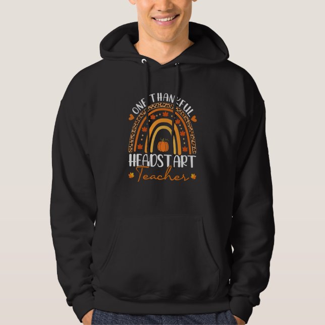 One Thankful Headstart Teacher Rainbow Leopard Tha Hoodie (Vorderseite)