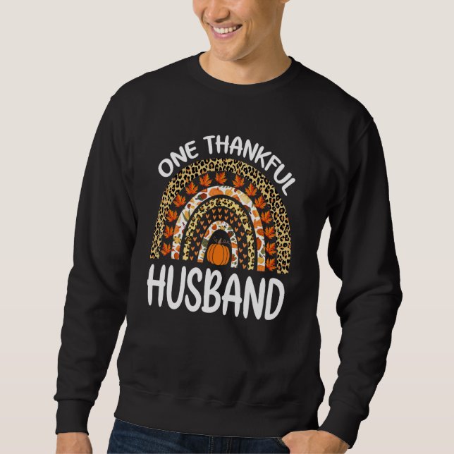 One Thankful Husband Thanksgiving Rainbow Leopard  Sweatshirt (Vorderseite)
