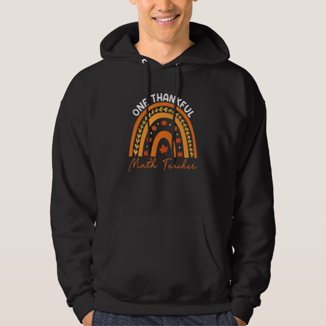 One Thankful Math Teacher Fall Rainbow Thanksgivin Hoodie (Vorderseite)