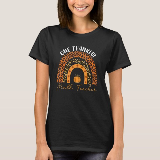 One Thankful Math Teacher Rainbow Leopard Groovy T T-Shirt (Vorderseite)