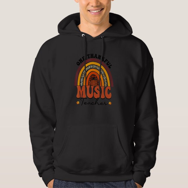 One Thankful Music Teacher Rainbow Leopard Groovy  Hoodie (Vorderseite)