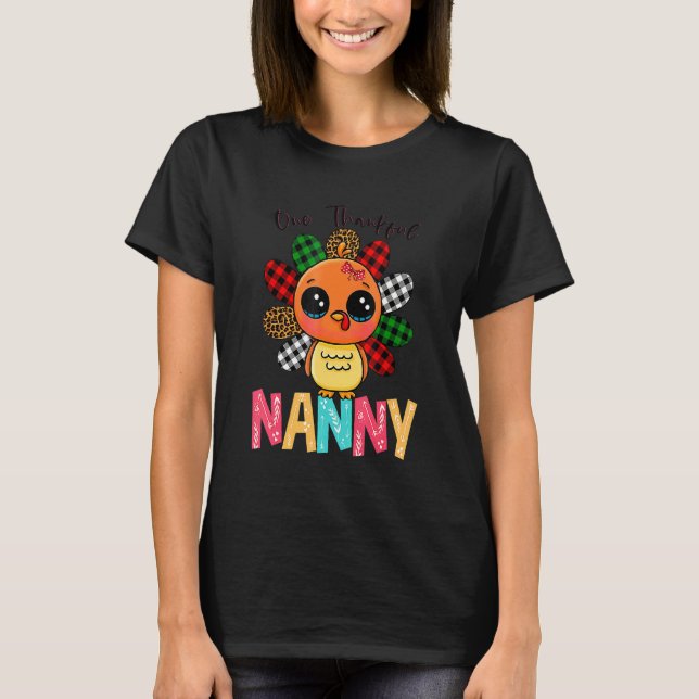 One Thankful Nanny Turkey Family Thankgivings T-Shirt (Vorderseite)