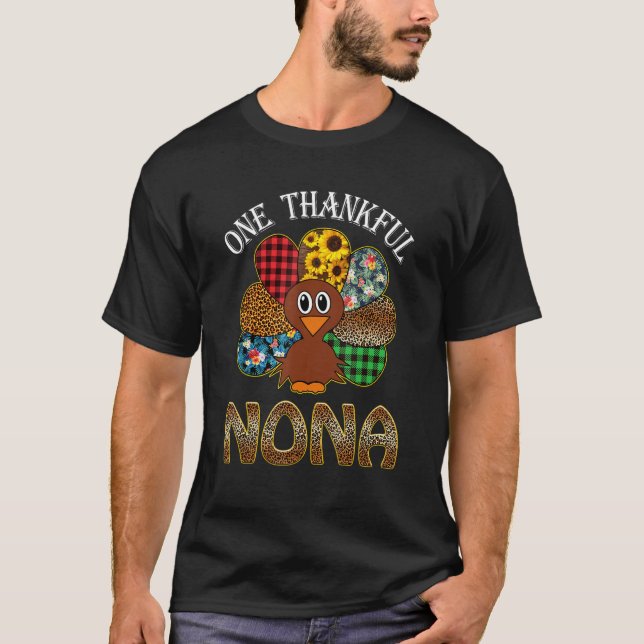 One Thankful Nona Turkey Leopard Thankgivings  1 T-Shirt (Vorderseite)