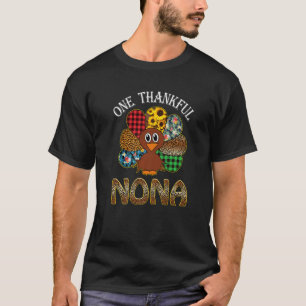 One Thankful Nona Turkey Leopard Thankgivings T-Shirt