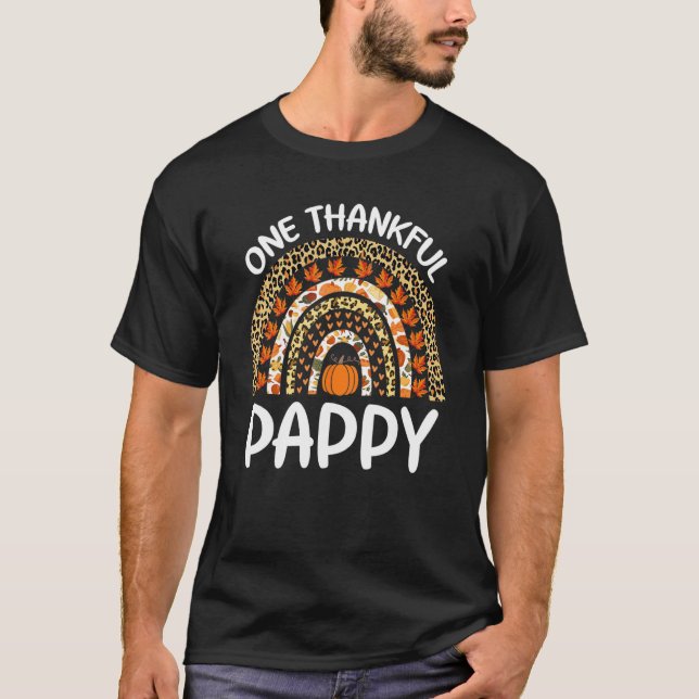 One Thankful Pappy Thanksgiving Rainbow Leopard Fa T-Shirt (Vorderseite)