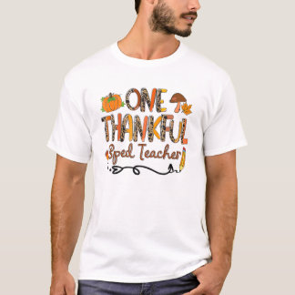 One Thankful SPED Teacher Rainbow Turkey Fall Than T-Shirt