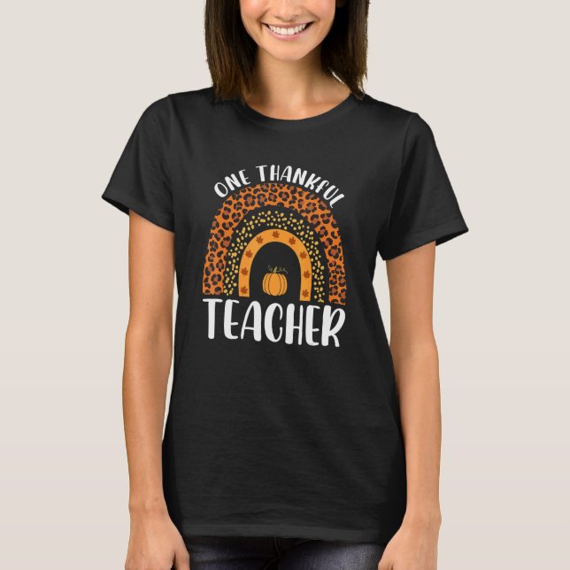 One Thankful Teacher Rainbow Leopard Groovy Teache T-Shirt (Vorderseite)