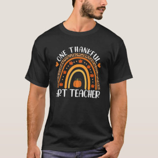 One Thankful Teacher Rainbow Leopard Thanksgiving  T-Shirt