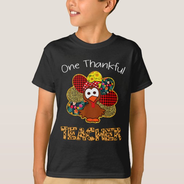 One Thankful Teacher Shirt Funny Cute Turkey Thank (Vorderseite)