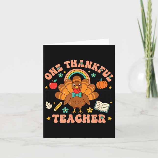 One Thankful Teacher Thanksgiving Turkey Cute Penc Karte (Vorderseite)