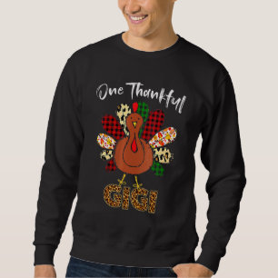 One Thankgivin Gigi Turkey Family Leopart Thankgiv Sweatshirt