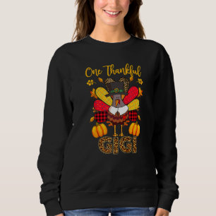 One Thankgivin Gigi Turkey Family Leopart Thankgiv Sweatshirt