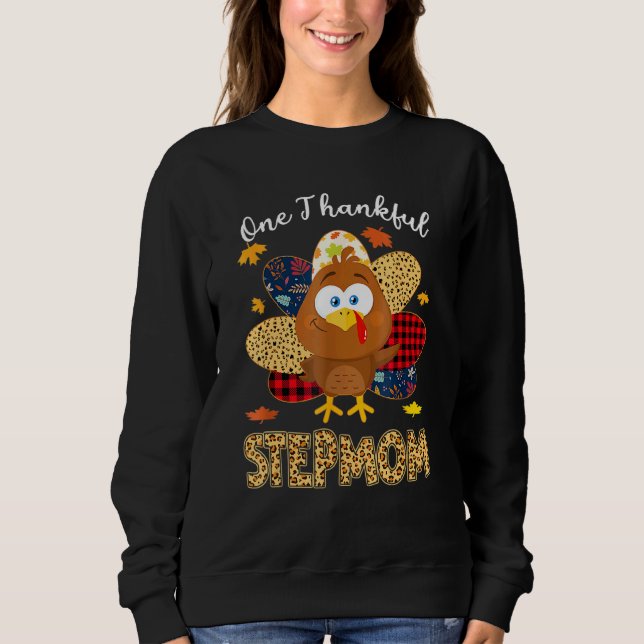 One Thankgivings Thankful Stepmutter Turkey Leopar Sweatshirt (Vorderseite)