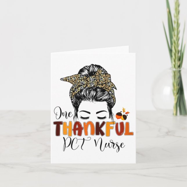 One Thanksgiv Nurse Messy Bun Leopard Karte (Vorderseite)