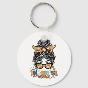 One Thanksgivi Mama Messy Bun Herbst Schlüsselanhänger