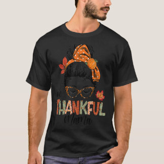 One Thanksgivi Mama Messy Bun Herbst T-Shirt
