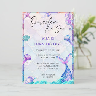 One the Sea 1. Meerjungfrau zum Geburtstag Einladu Einladung