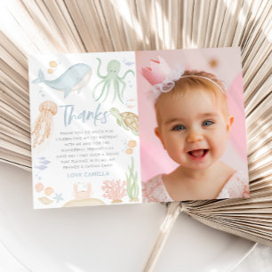 One the Sea 1st Birthday Ocean Danke Karte