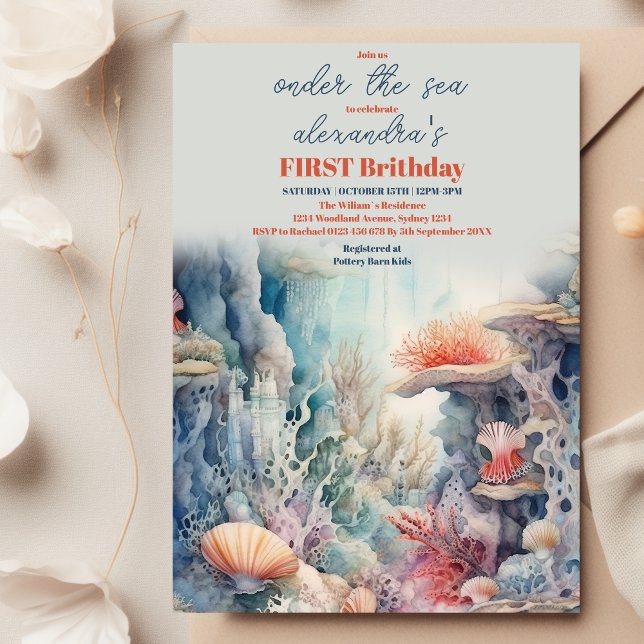 One-the-Sea Life 1. Geburtstag Einladung (Von Creator hochgeladen)