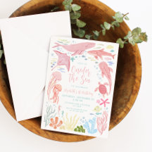 One the Sea Pink Ocean Aniamls 1. Geburtstag