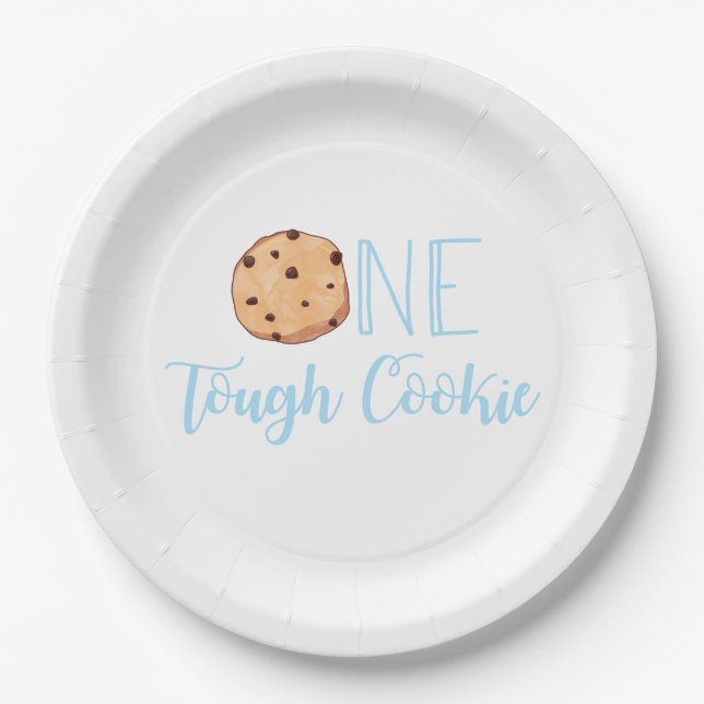 One Tough Cookie Blue Birthday Party Pappteller (Vorderseite)