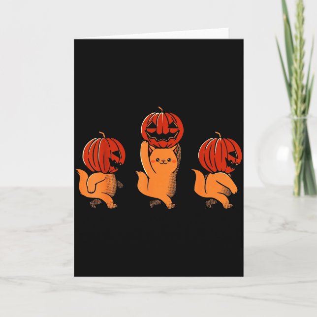 One Two Three Cute Kittens Pumpkin Halloween Soky  Karte (Vorderseite)