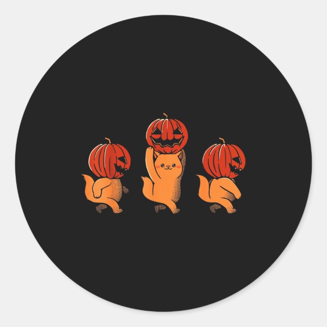 One Two Three Cute Kittens Pumpkin Halloween Soky  Runder Aufkleber (Vorderseite)