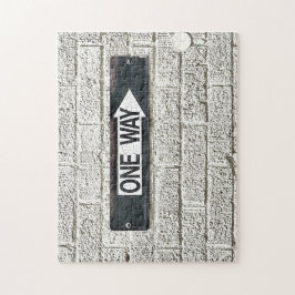 ONE WAY Arrow Traffic Sign Industrial Brick Wall Puzzle