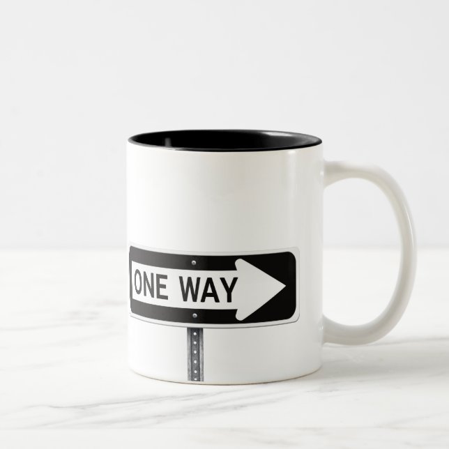 One way sign zweifarbige tasse (Rechts)