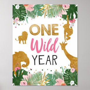 One Wild Year Safari Tischtennis Jungle Girl Pink Poster