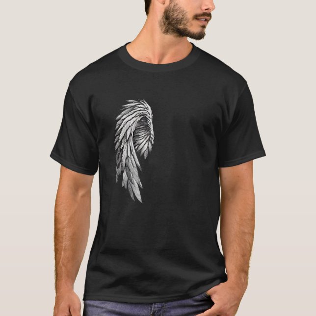 One Winged Angel Gothic Fantasy Gamer Back Print T-Shirt (Vorderseite)
