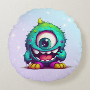 Onecru B ist das einmit Augen fröhliche Minimonste Rundes Kissen