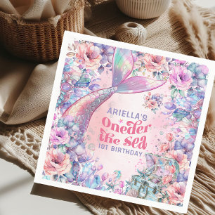 Oneder Die Meerjungfrau Schwanz Glitter Blumen  Serviette