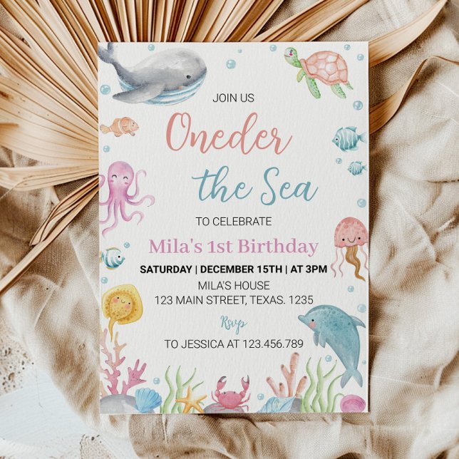 Oneder Sea Pastel zum Geburtstag Einladung (Von Creator hochgeladen)