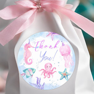 ONEder See   Meerjungfrau 1. Geburtstag Niedlicher Runder Aufkleber