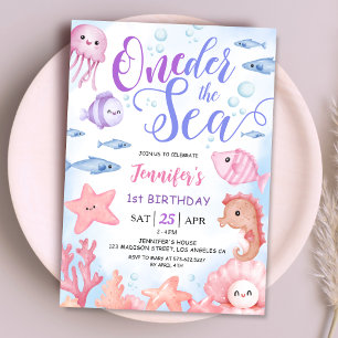 ONEder The Sea! 1. Geburtstag Niedliches Leben Einladung